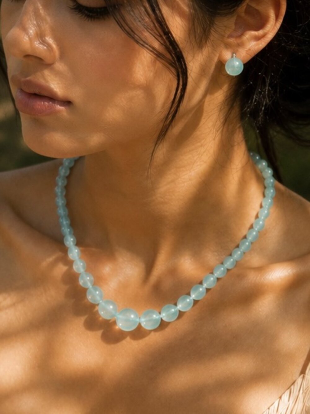 A Whisper from the Tide Seafoam Fluorite Necklace & Earring Set